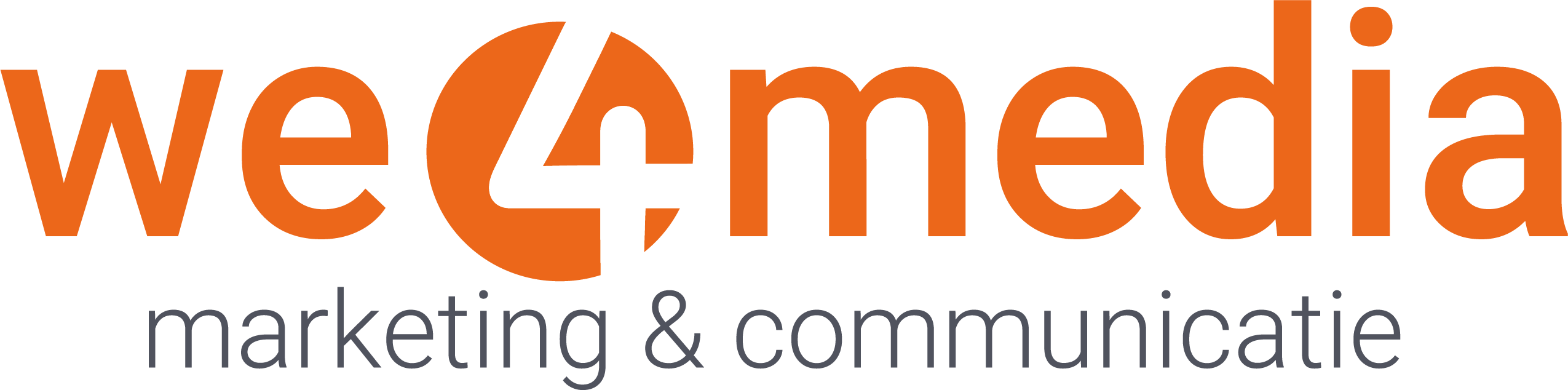 Logo We4Media oranje drukwerk